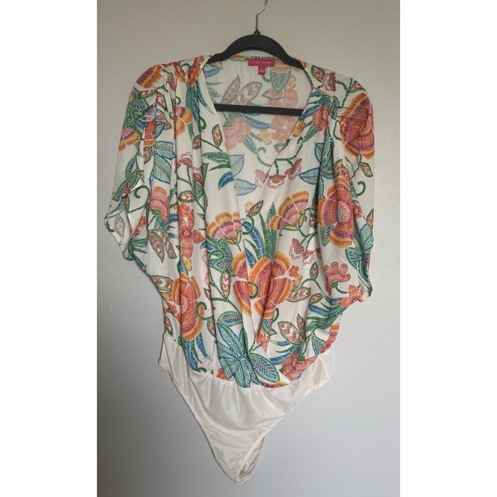 Flying Tomato Anthropologie Sheer Short Sleeves Bodysuit Size Large